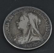 19TH CENTURY VICTORIAN 1897 SILVER CROWN COIN