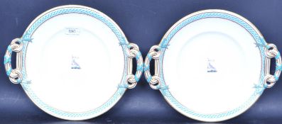 PAIR OF VICTORIAN MINTON TWIN-HANDLED CABINET PLATES