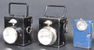 COLLECTION OF THREE VINTAGE 20TH CENTURY MOTORCYCLE LAMPS