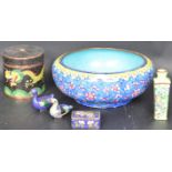 COLLECTION OF CHINESE ORIENTAL CLOISONNE ITEMS