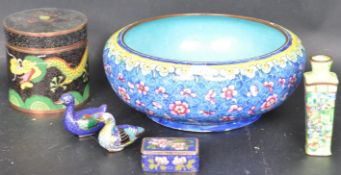 COLLECTION OF CHINESE ORIENTAL CLOISONNE ITEMS