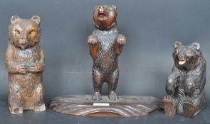 COLLECTION OF THREE 19TH CENTURY BLACK FOREST CARVED BEARS