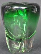 VINTAGE WHITEFRIARS GREEN GLASS MOLAR VASE