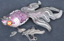 EARLY 20TH CENTURY CHINESE SILVER & ENAMEL GOLDFISH