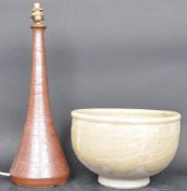 RETRO VINTAGE MID 20TH CENTURY STUDIO ART POTTERY LAMP AND BOWL