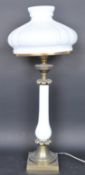 LARGE EARLY 20TH CENTURY BRASS & GLASS TABLE LAMP