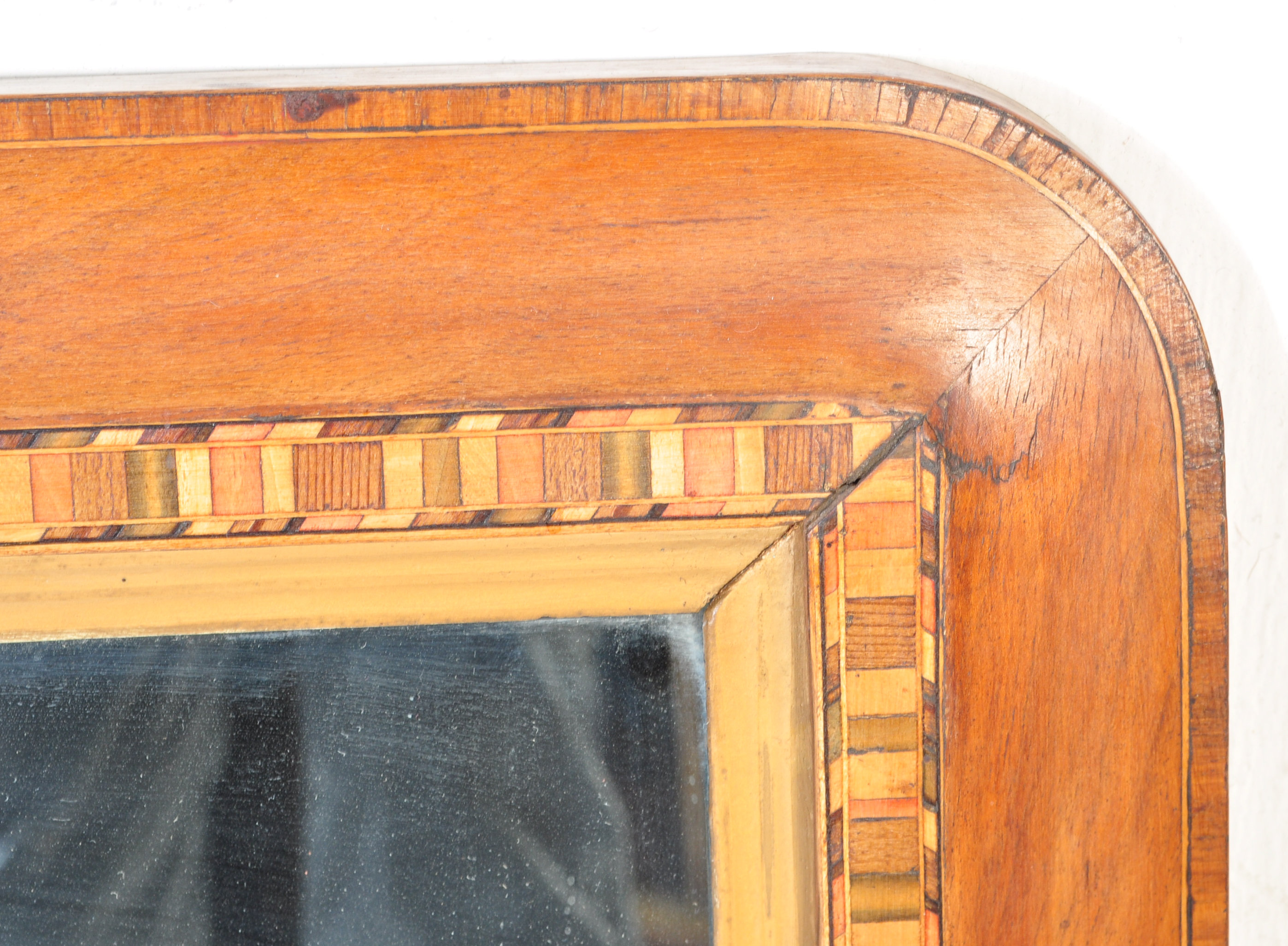 VICTORIAN WALNUT & MARQUETRY INLAID OVERMANTEL MIRROR - Image 2 of 5