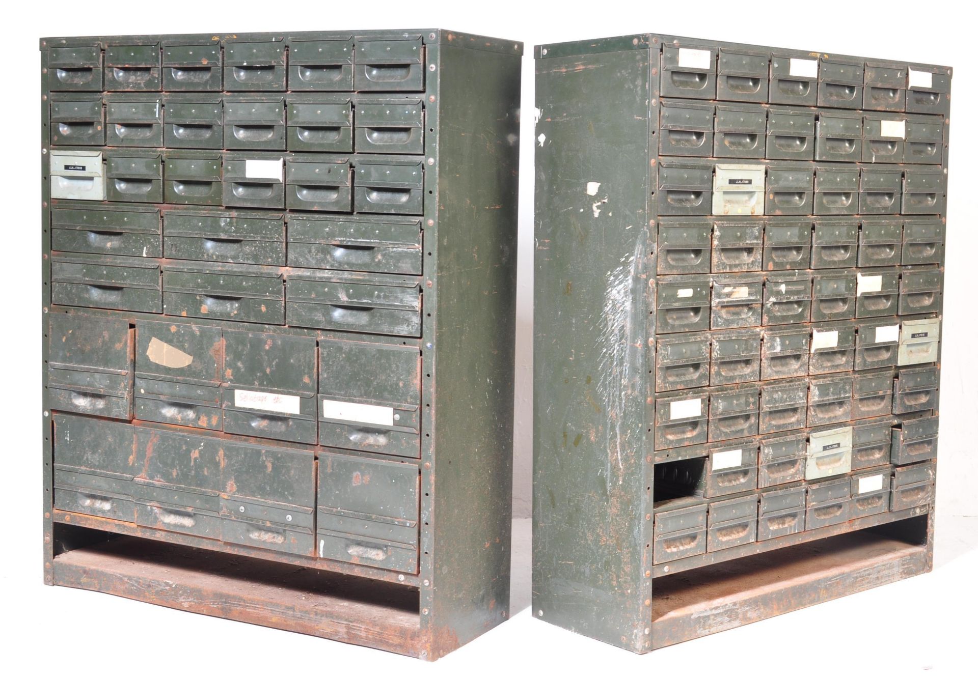 PAIR OF RETRO VINTAGE INDUSTRIAL FACTORY DRAWERS