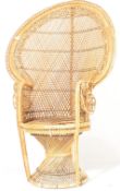 MID CENTURY RETRO BAMBOO AND RATTAN WEAVE PEACOCK CHAIR
