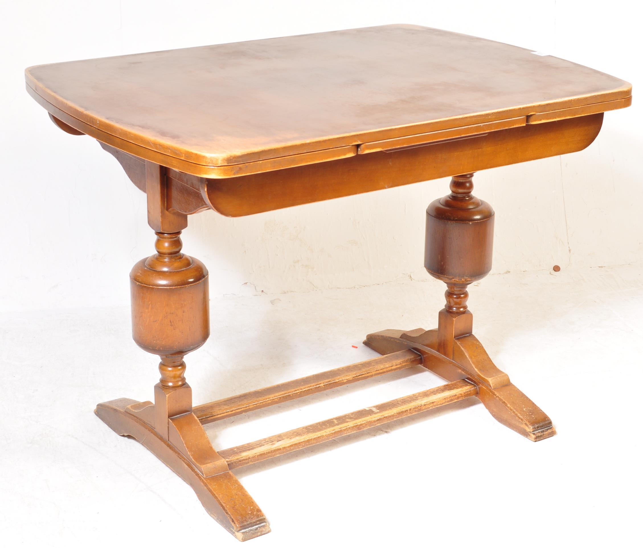 WALNUT & OAK 1940'S DRAW LEAF DINING TABLE & CHAIRS SUITE - Image 5 of 9