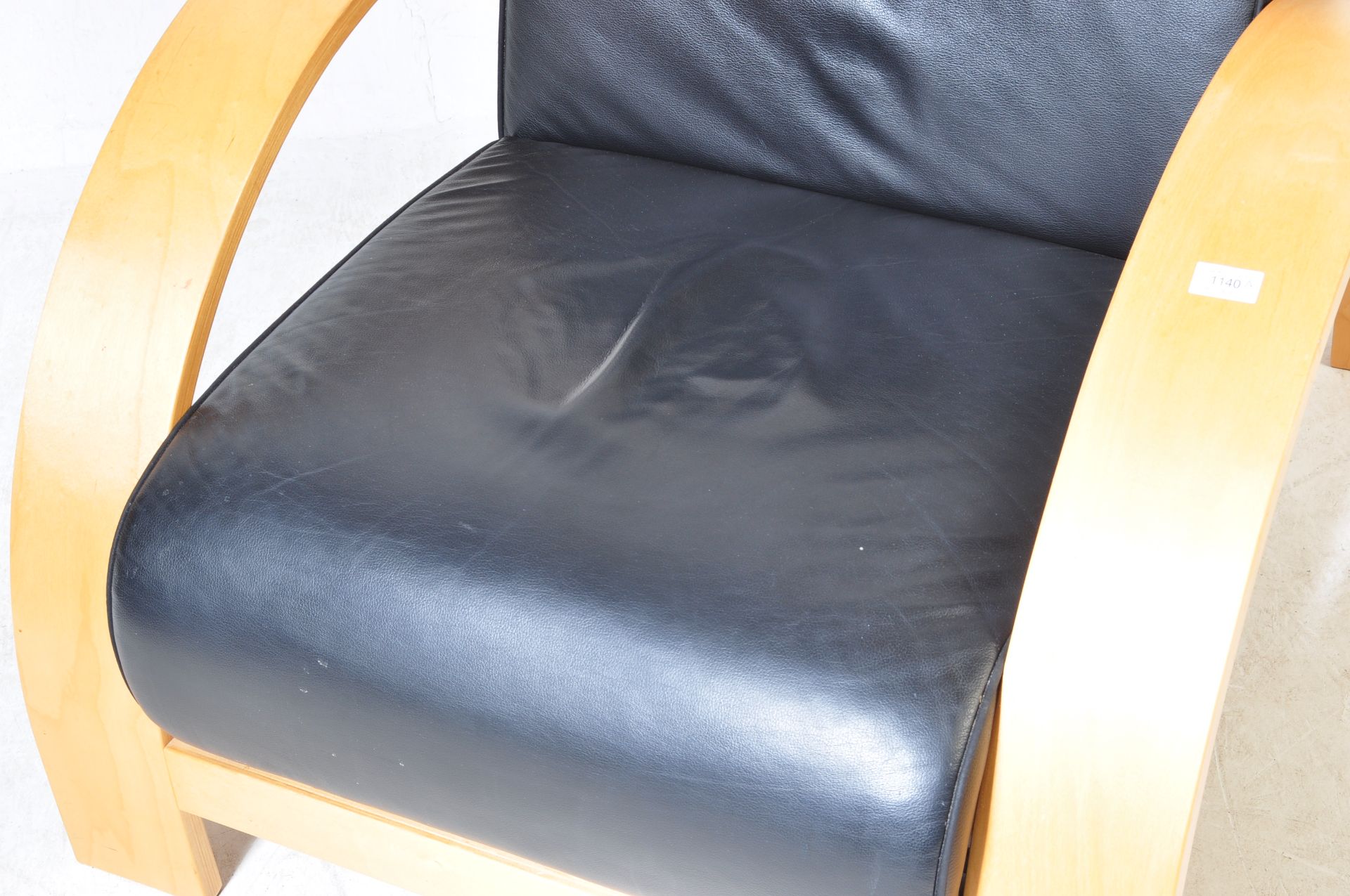 MANNER OF ALVAR AALTO - BLACK LEATHER BENTWOOD ARMCHAIR - Image 3 of 5