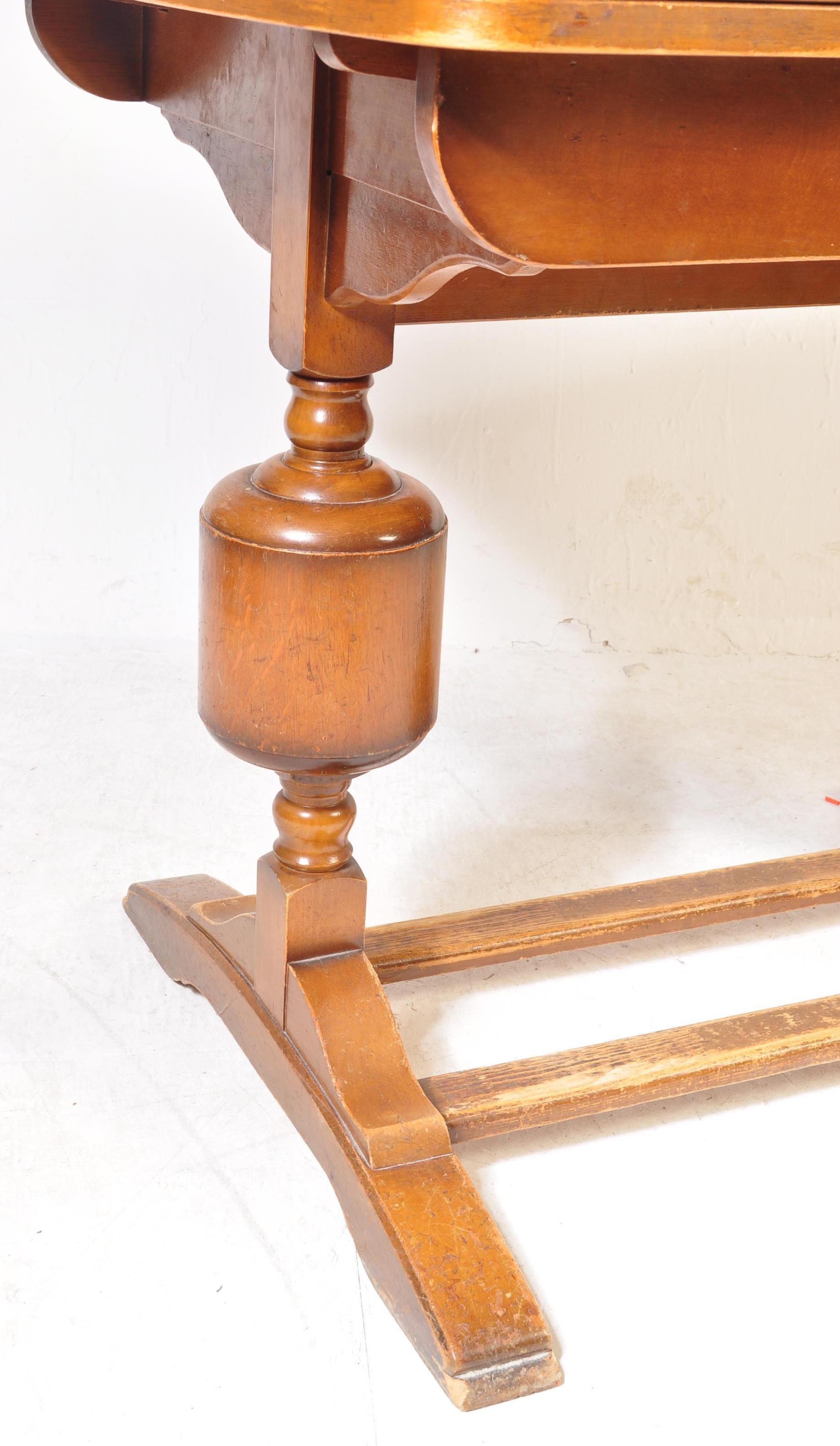 WALNUT & OAK 1940'S DRAW LEAF DINING TABLE & CHAIRS SUITE - Image 6 of 9