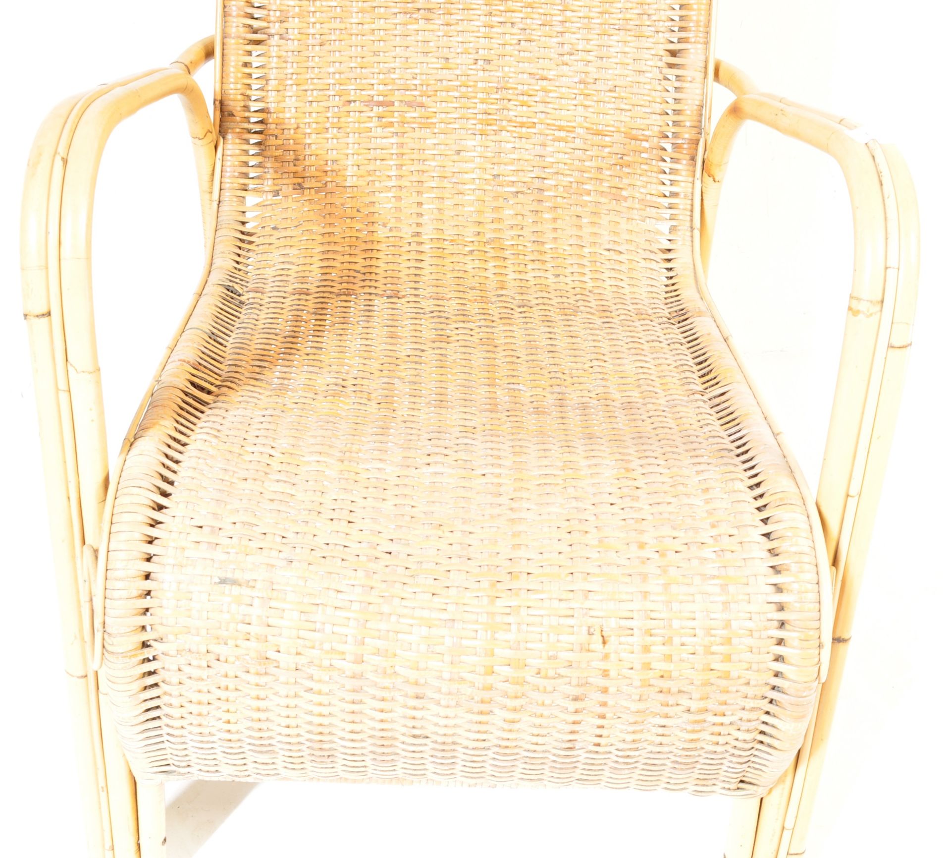 MANNER OF FRANCO ALBINI BAMBOO ARMCHAIR & OTTOMAN - Image 4 of 6