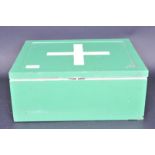VINTAGE GREEN PAINTED FIRST AID MEDICAL BOX
