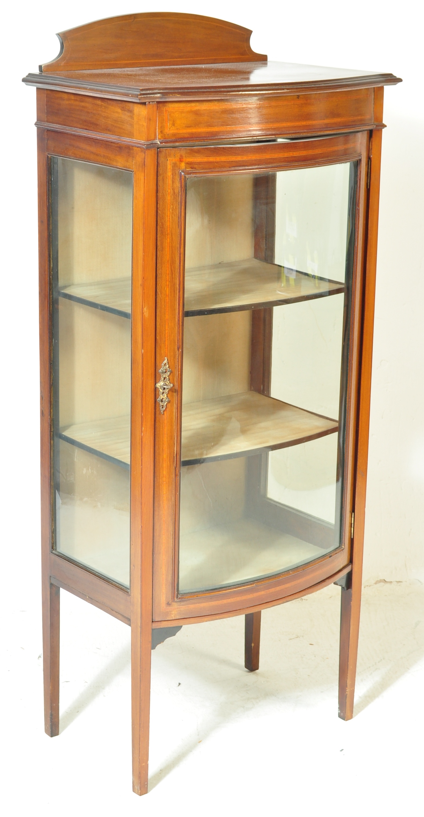 EARLY 20TH CENTURY EDWARDIAN MAHOGANY BOW FRONTED BOOKCASE CABINET - Image 2 of 7