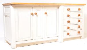 PAINTED PINE LARGE BREAKFRONT SIDEBOARD - CHEST OF DRAWERS