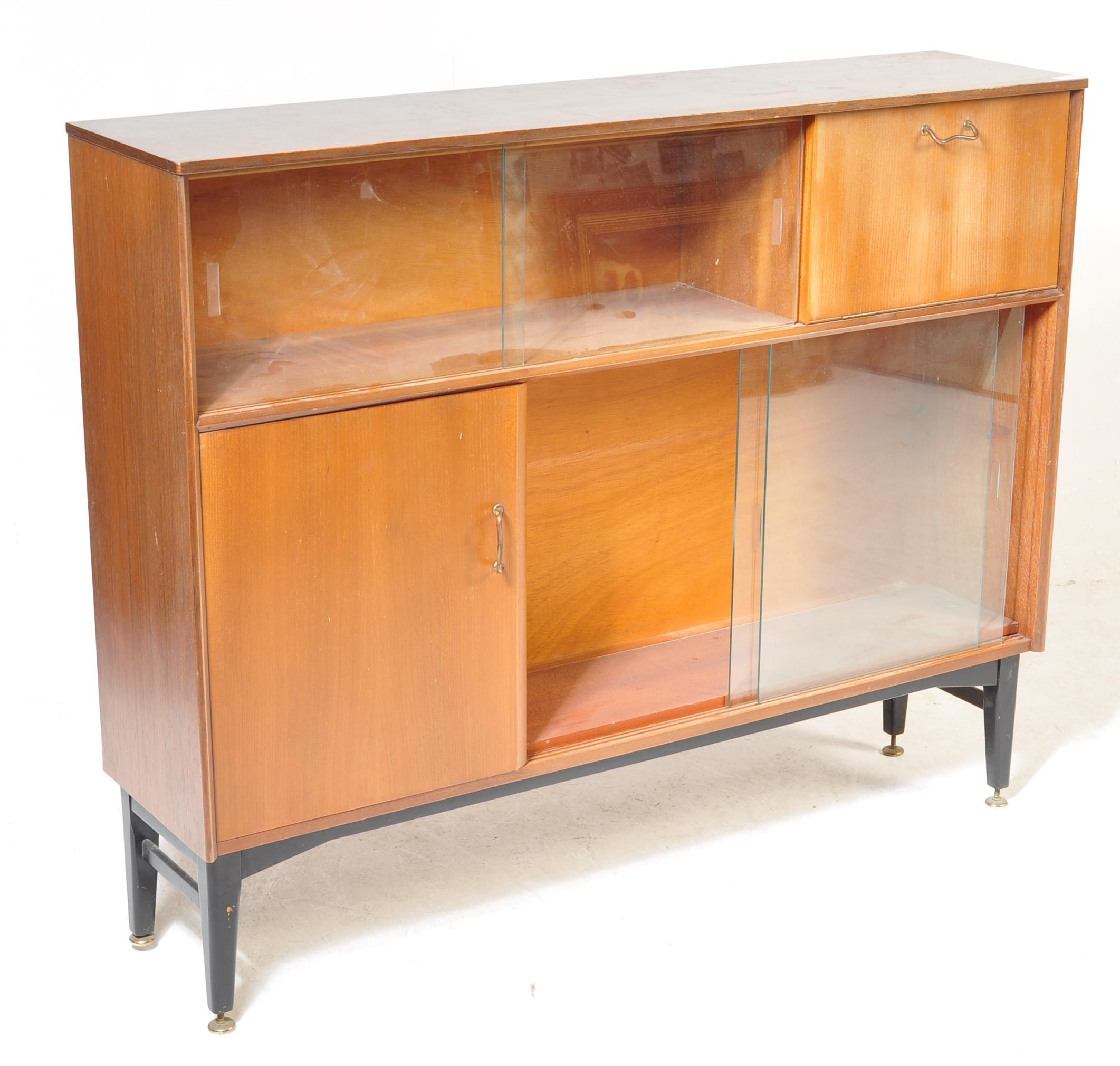 MID CENTURY RETRO TEAK WOOD LIBRARY BOOKCASE DISPLAY CABINET - Image 2 of 8