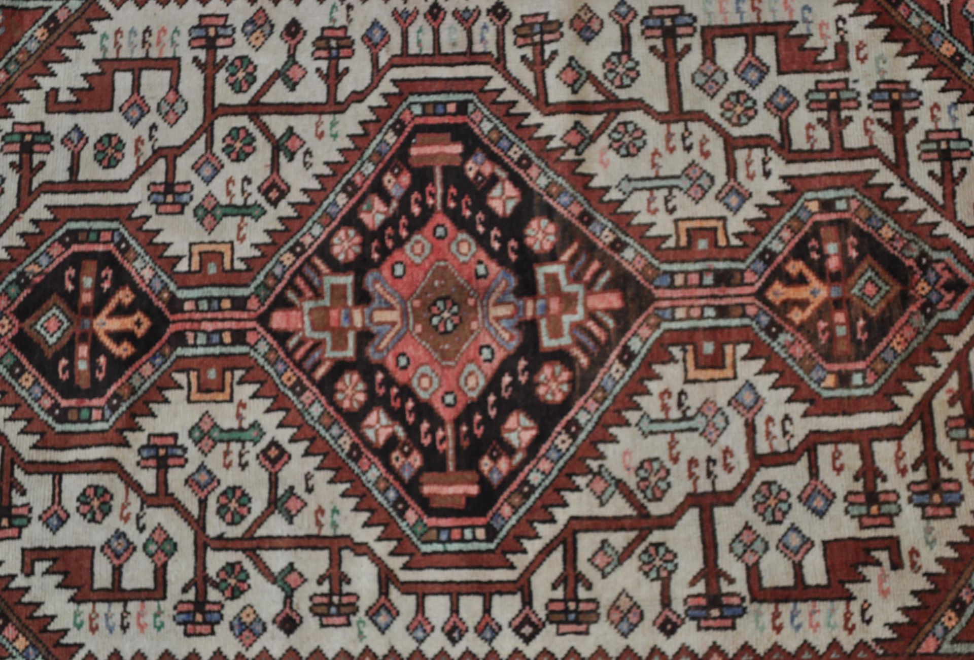 WOOL ON COTTON HAND KNOTTED PERSIAN ISLAMIC HAMADAN RUG / CARPET - Bild 3 aus 5