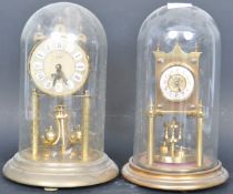 TWO 20TH CENTURY BRASS GLASS DOMED ANNIVERSARY CLOCKS
