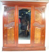 EDWARDIAN ART NOUVEAU LARGE TRIPLE WARDROBE ARMOIRE