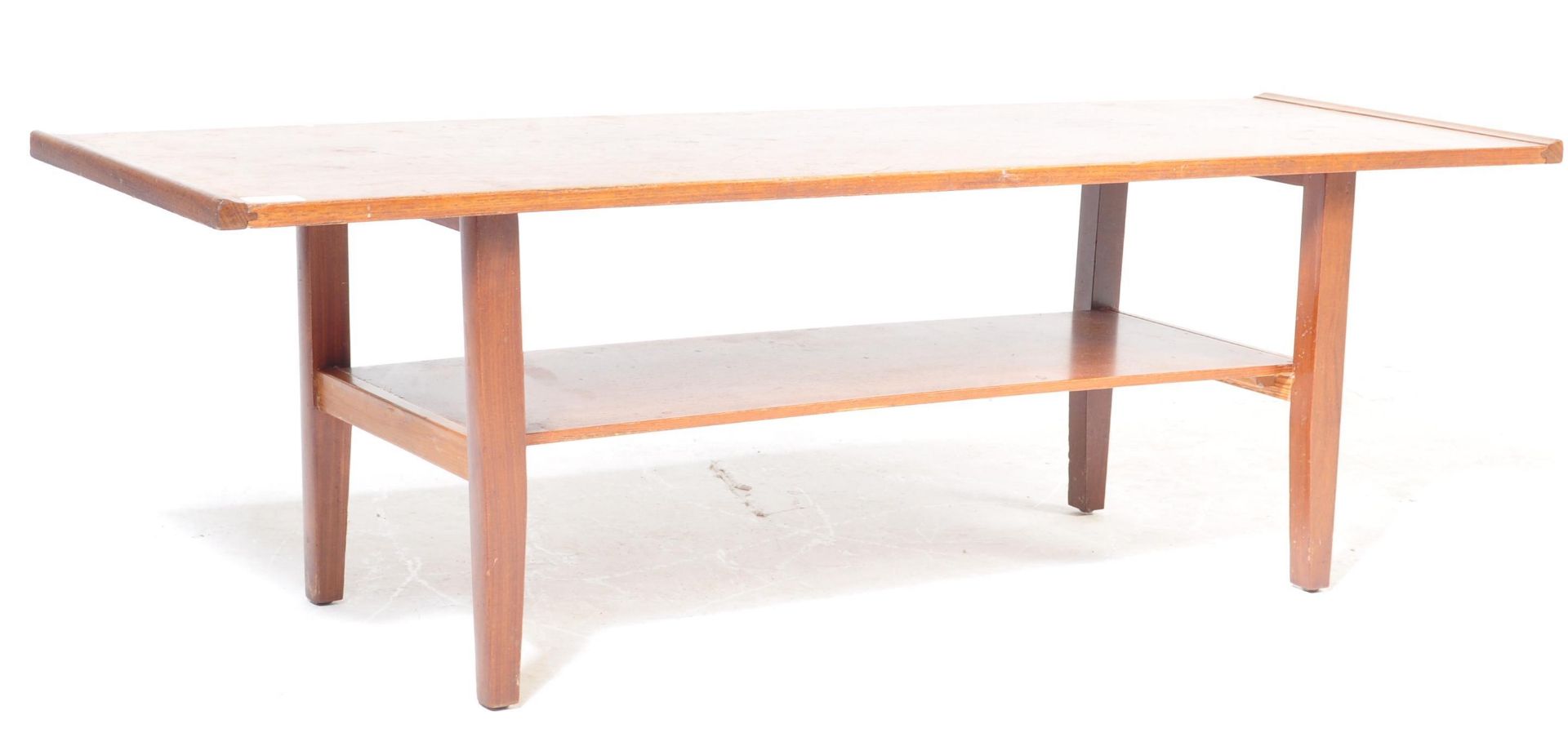 MID CENTURY TEAK WOOD LONG JOHN COFFEE OCCASIONAL TABLE