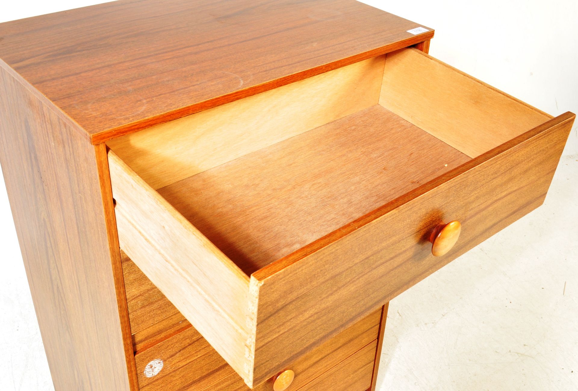 1970’S TEAK MELAMINE PEDESTAL CHEST OF DRAWERS - Image 4 of 7