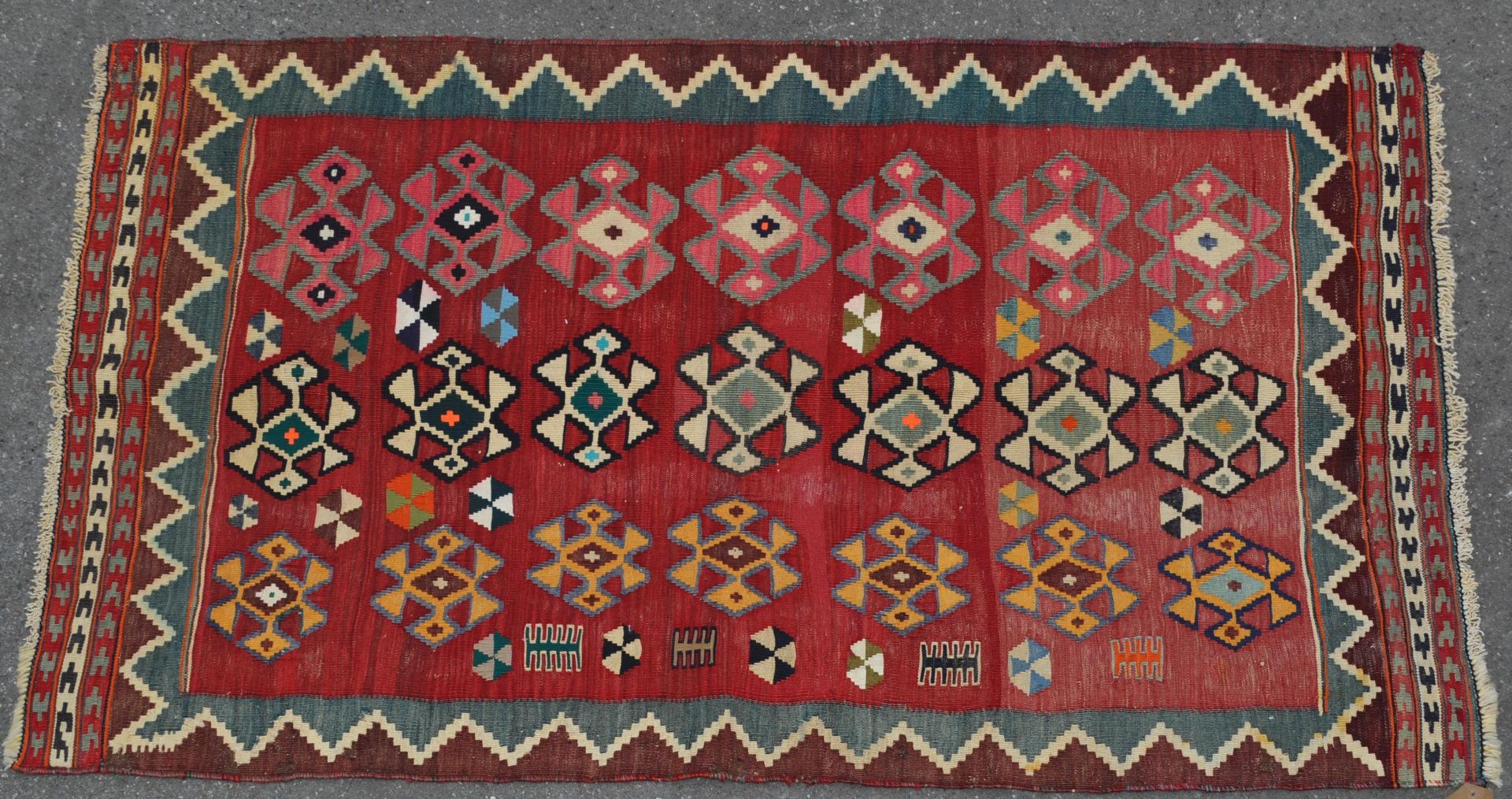 WOOL ON WOOL HAND KNOTTED QASHGAI KILIM CARPET RUG - Bild 2 aus 5