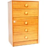 1970’S TEAK MELAMINE PEDESTAL CHEST OF DRAWERS