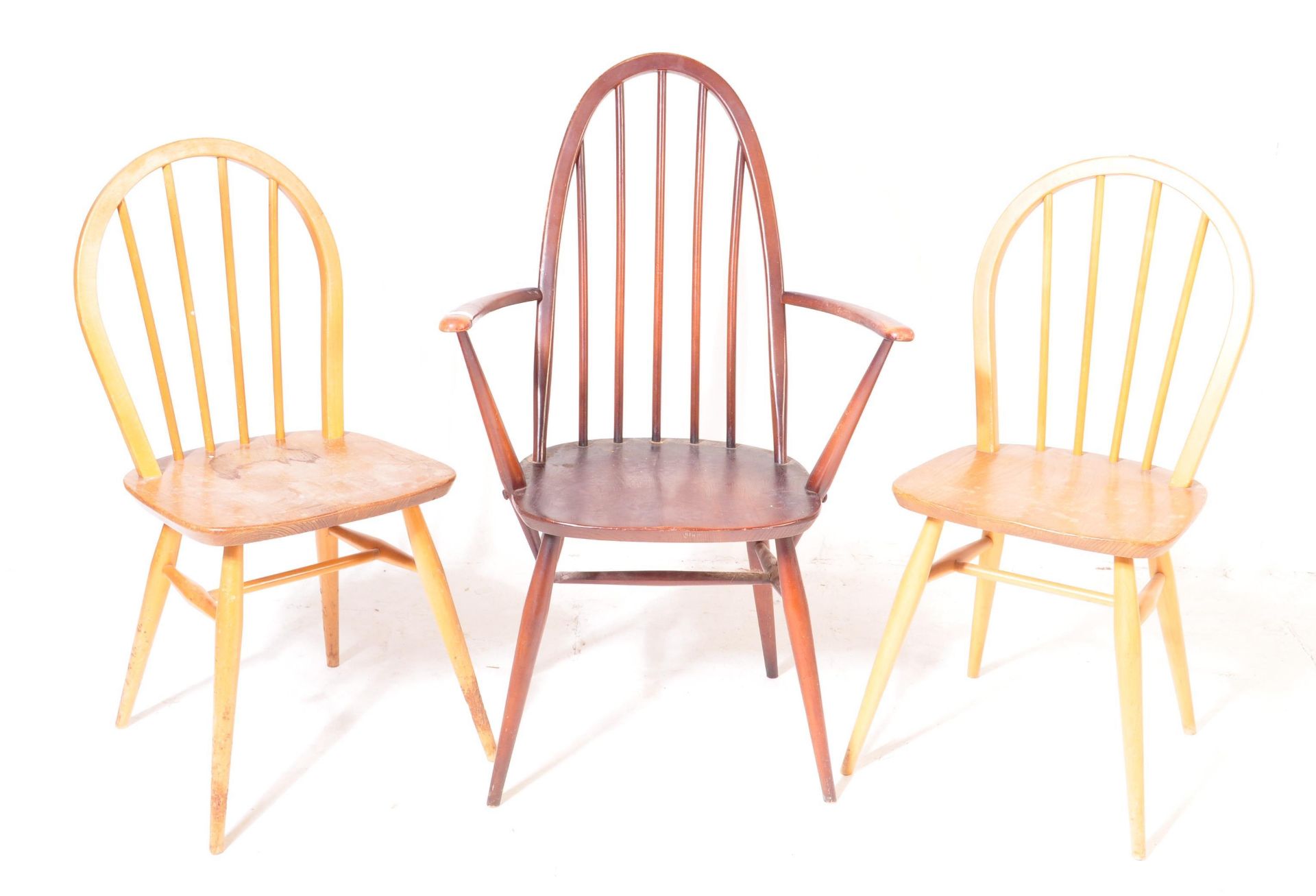 ERCOL - SET OF THREE DINING CHAIRS - Image 2 of 7