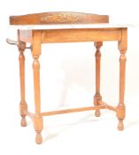 VICTORIAN OAK AND MARBLE HALL TABLE - WASHSTAND
