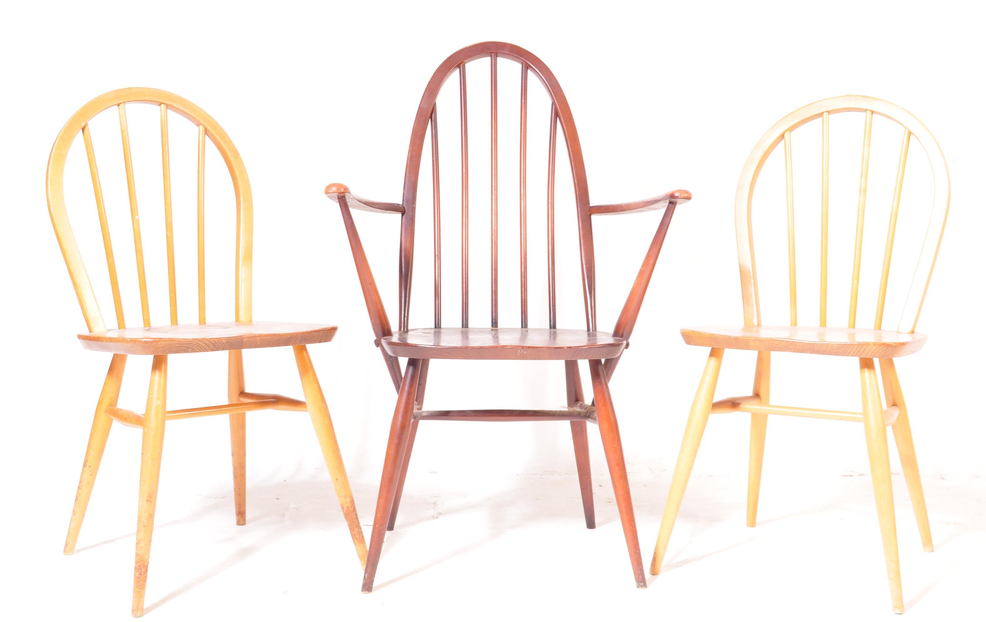 ERCOL - SET OF THREE DINING CHAIRS