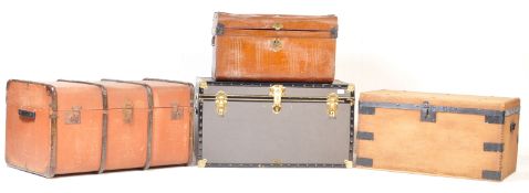 GROUP OF FOUR VINTAGE 20TH CENTURY SHIPPING TRUNKS