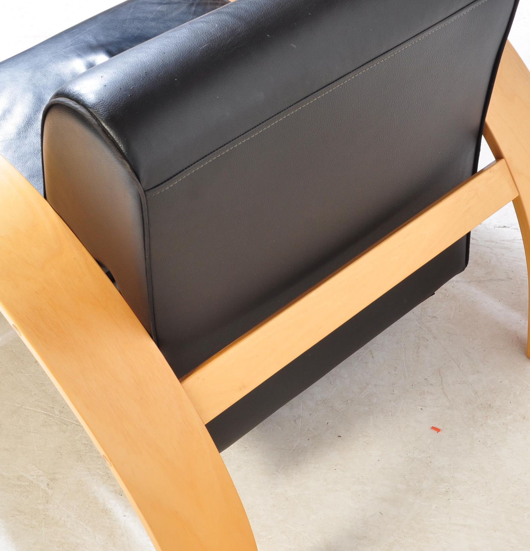 MANNER OF ALVAR AALTO - BLACK LEATHER BENTWOOD ARMCHAIR - Image 5 of 5