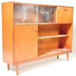 MID CENTURY TEAK WOOD DISPLAY CABINET BOOKCASE