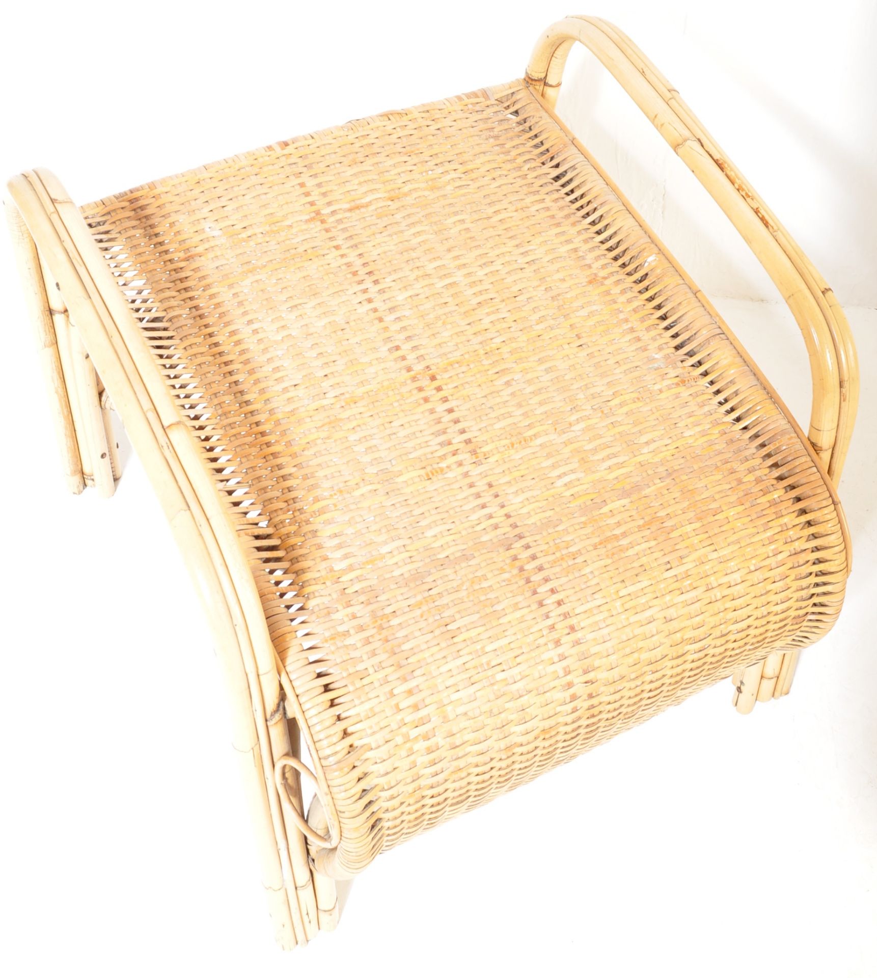 MANNER OF FRANCO ALBINI BAMBOO ARMCHAIR & OTTOMAN - Image 5 of 6