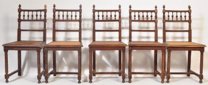 SET OF 5 19TH CENTURY FRENCH OAK CHESTNUT DINING CHAIRS