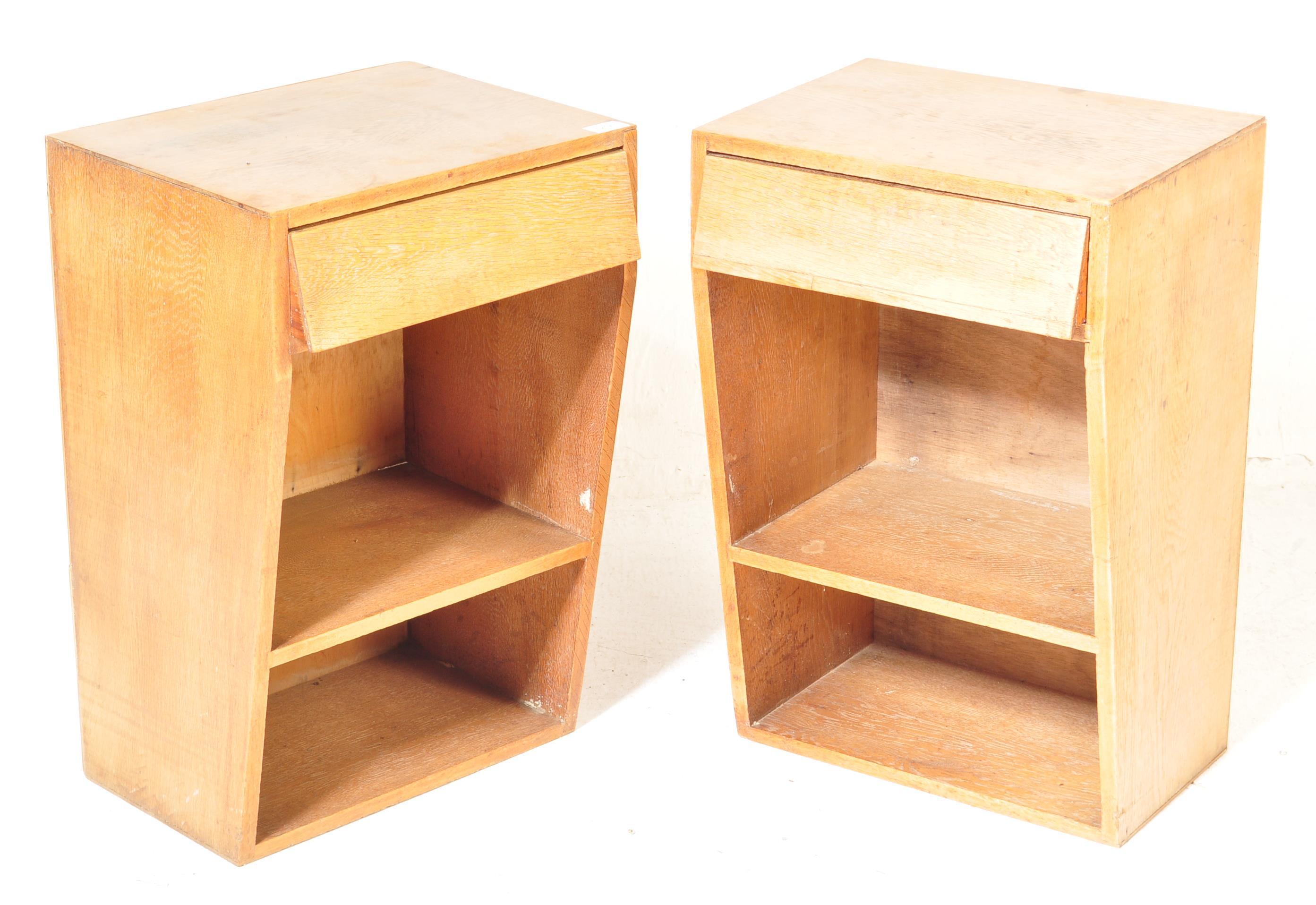 TWO 20TH CENTURY ART DECO STYLE OAK BEDSIDE CABINETS - Image 2 of 6