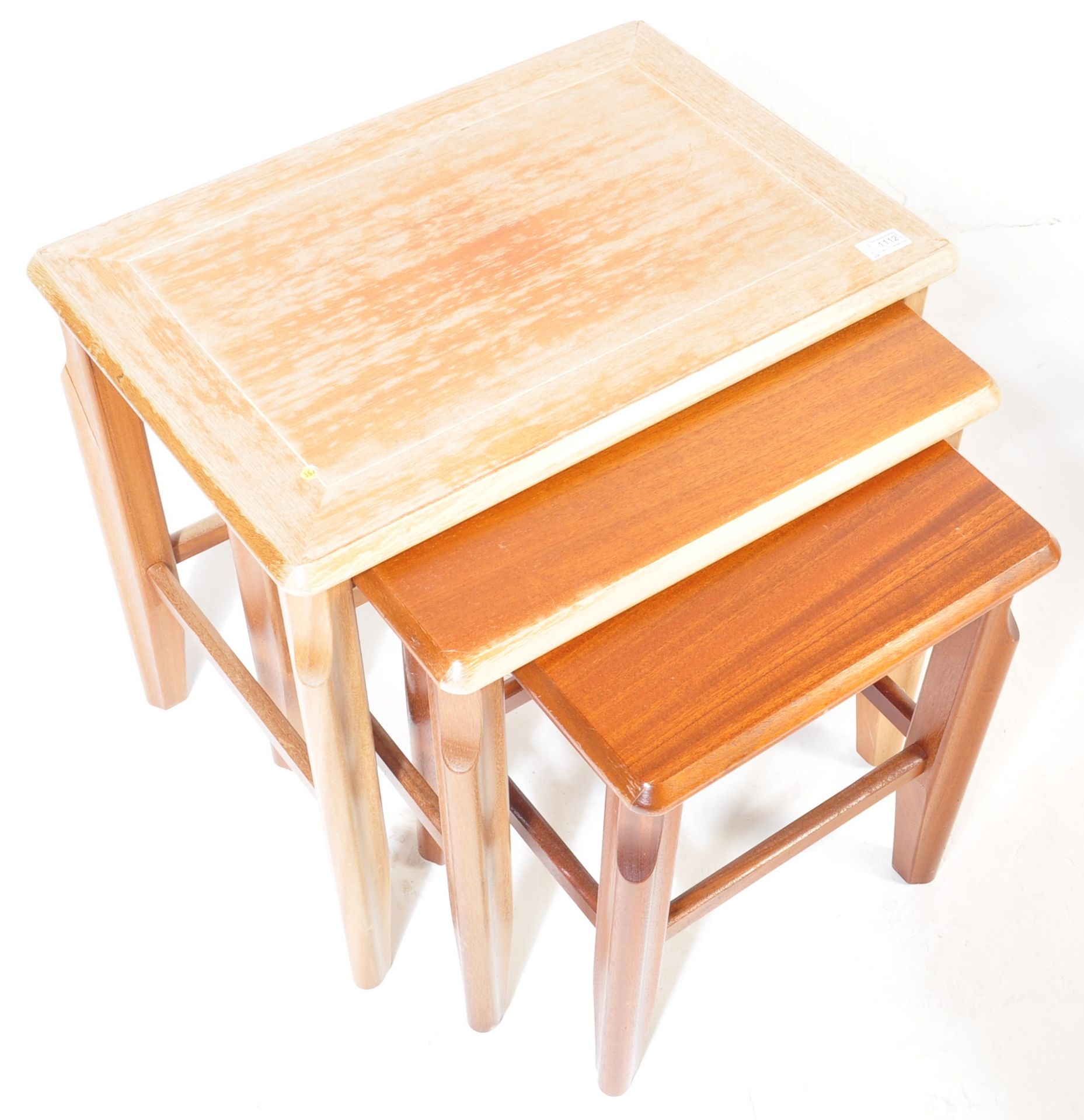 PBJ MOBLER DANISH TEAK WOOD & INLAID NEST OF TABLES - Image 3 of 5