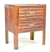 LATE 20TH CENTURY CHINESE ORIENTAL BAMBOO SLATS BEDSIDE CHEST OF DRAWERS