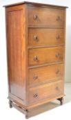 1920'S LARGE OAK PEDESTAL TALL CHEST OF DRAWERS TALLBOY