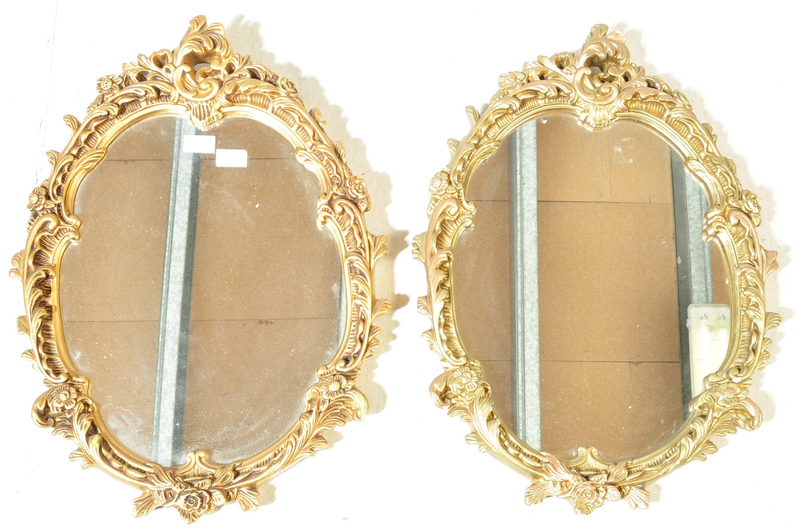 TWO 20TH CENTURY GILT WALL HANGING OVAL MIRRORS - Image 2 of 5