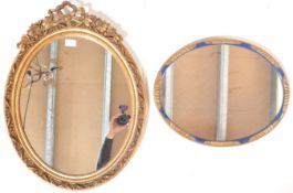 LARGE VINTAGE GILT SWAG OVAL MIROR & ANOTHER