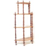 VICTORIAN WALNUT & MARQUETRY INLAID ETAGERE WHATNOT