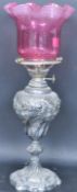 WALKER & HALL SILVER PLATED CRANBERRY GLASS OIL LAMP