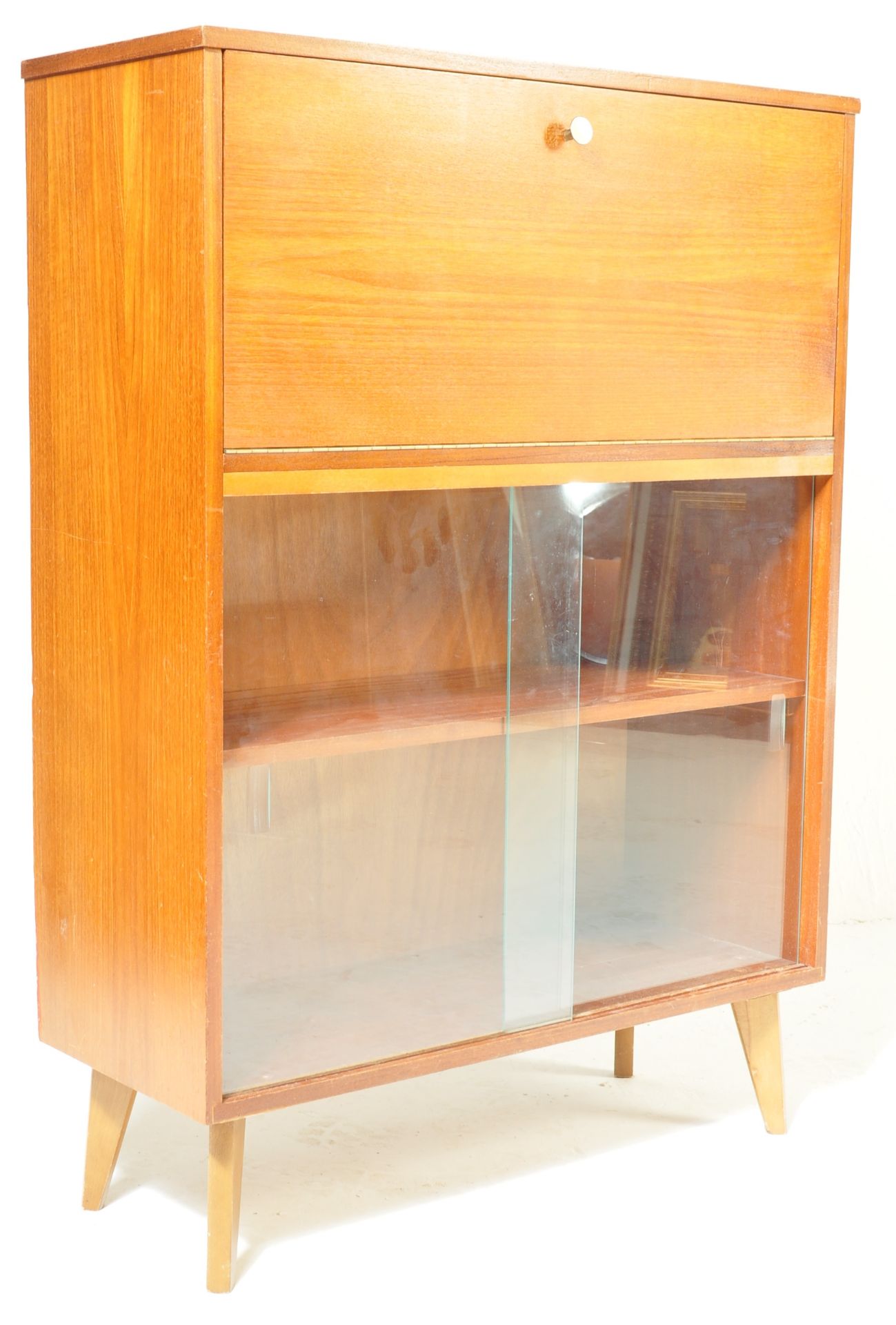 ARNOLD FURNITURE MID CENTURY TEAK WOOD BUREAU CABINET