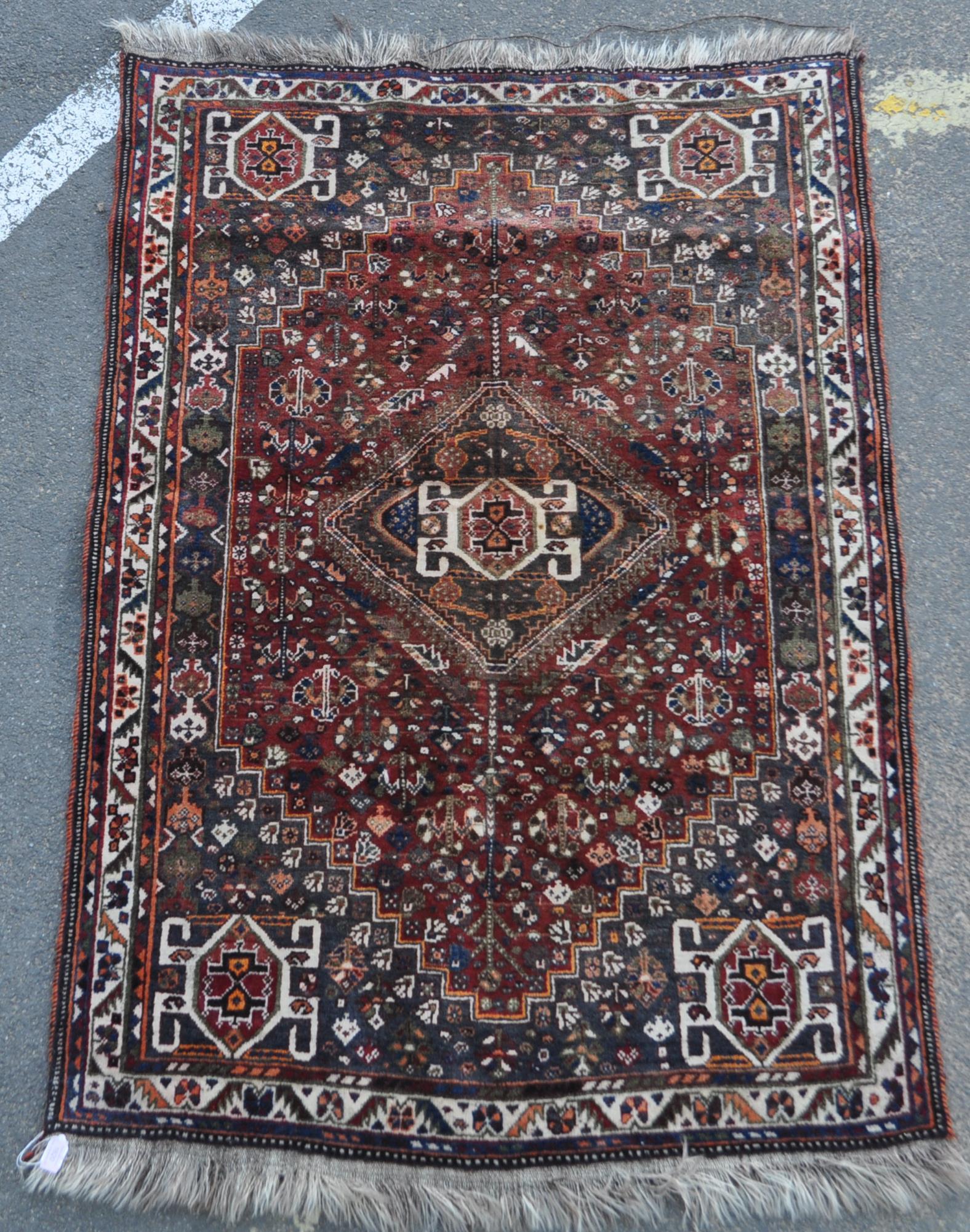 WOOL ON WOOL HAND KNOTED PERSIAN ISLAMIC QASHQAI RUG / CARPET