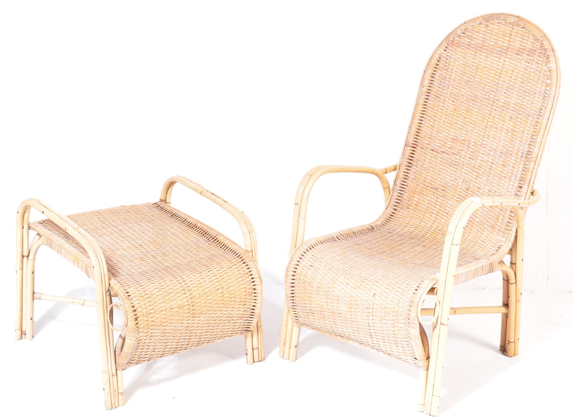 MANNER OF FRANCO ALBINI BAMBOO ARMCHAIR & OTTOMAN - Image 2 of 6