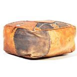 VINTAGE 20TH CENTURY LEATHER AND SNAKESKIN LEATHER POUFFE