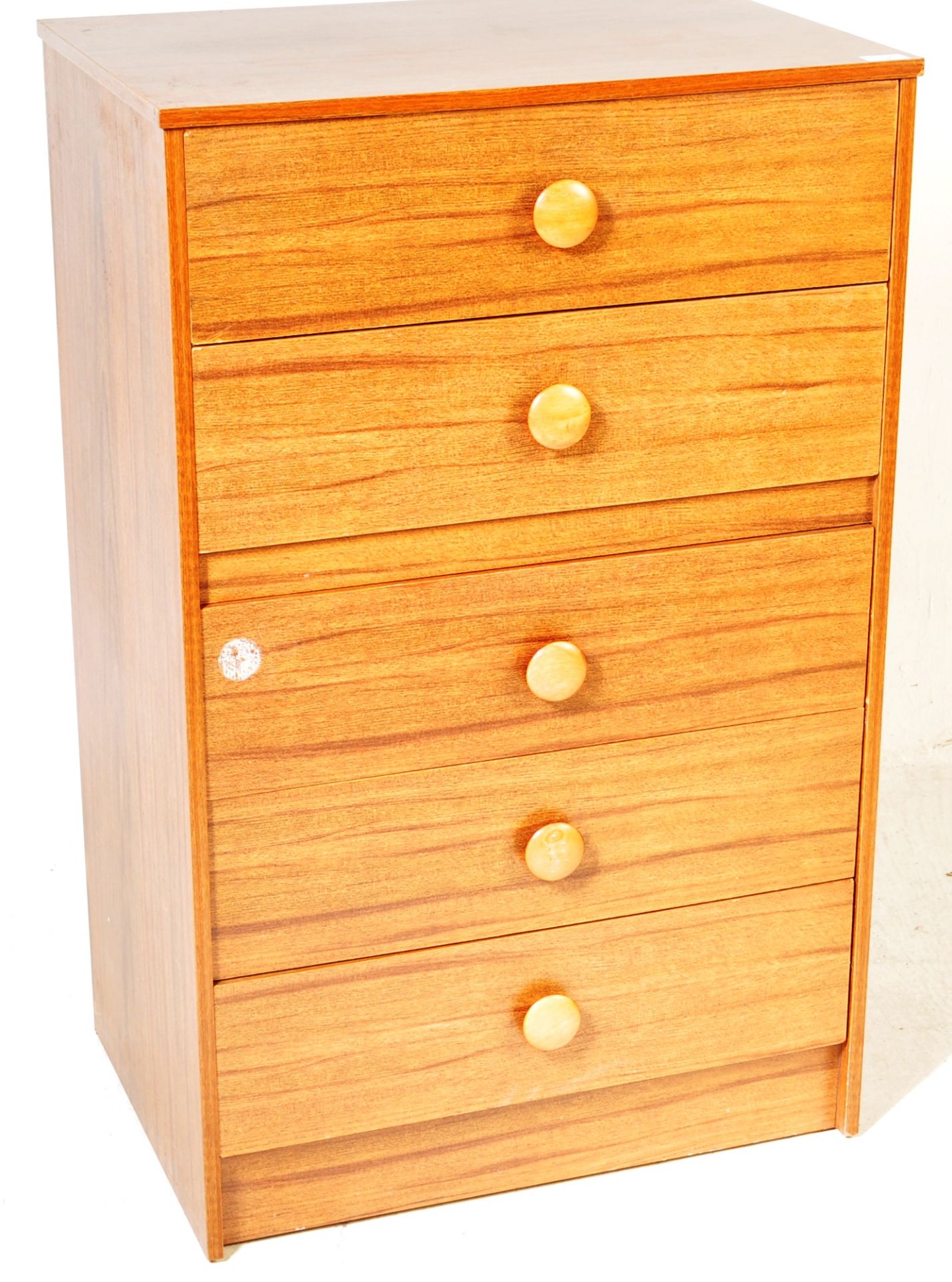 1970’S TEAK MELAMINE PEDESTAL CHEST OF DRAWERS - Image 2 of 7