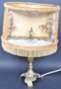 MID-CENTURY RETRO GILT METAL AND VINYL DIORAMA TABLE LAMP
